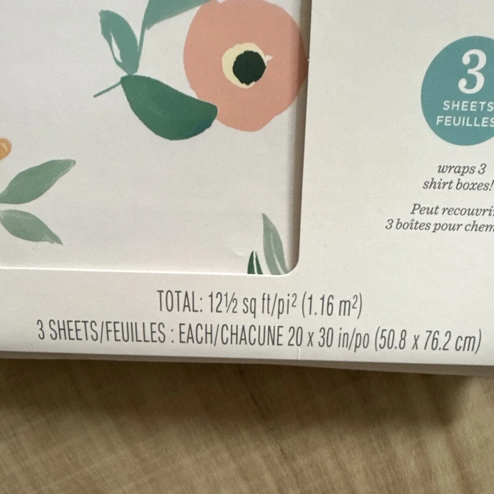 Wrapping Paper Sheets Lot Of 6 20x30 in, Floral & Stripes, Birthday Hallmark